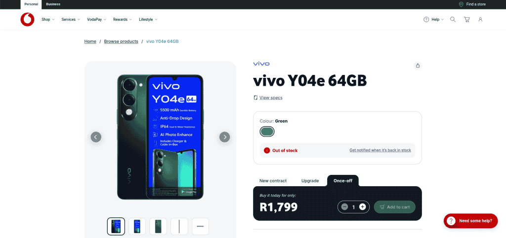 Vivo Y04e - Vodacom Listing