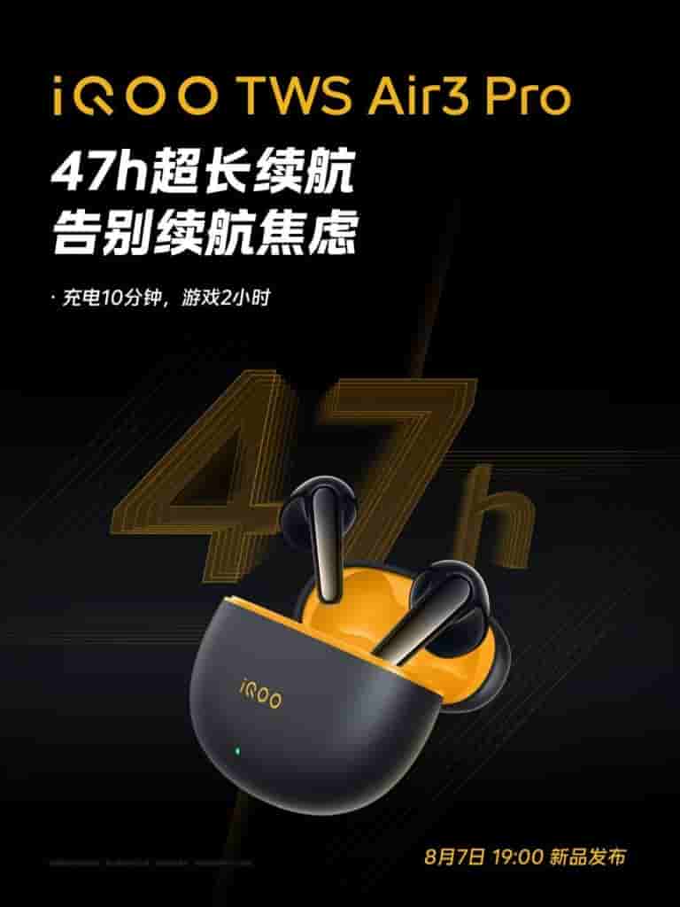 iQOO TWS Air 3 Pro - 47 Hours Battery Life