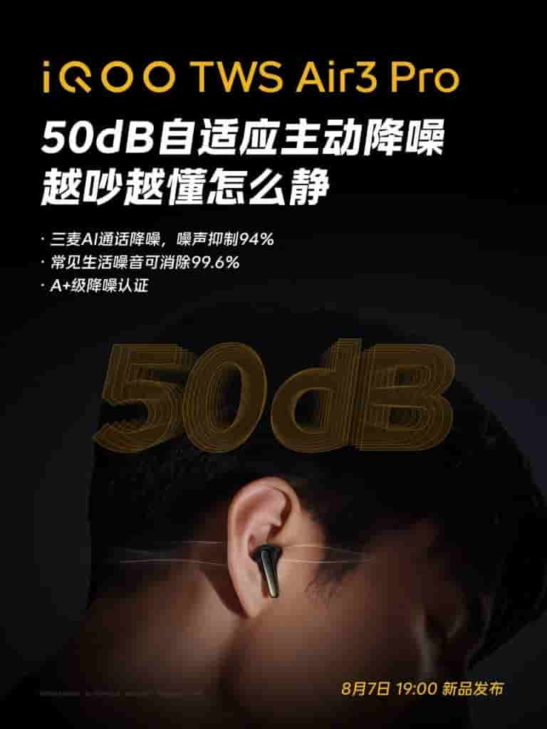 iQOO TWS Air 3 Pro - 50dB Flagship-Level Noise Cancellation