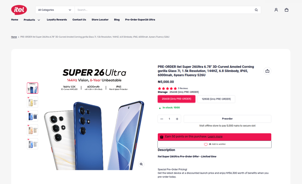itel Super 26 Ultra - Listing