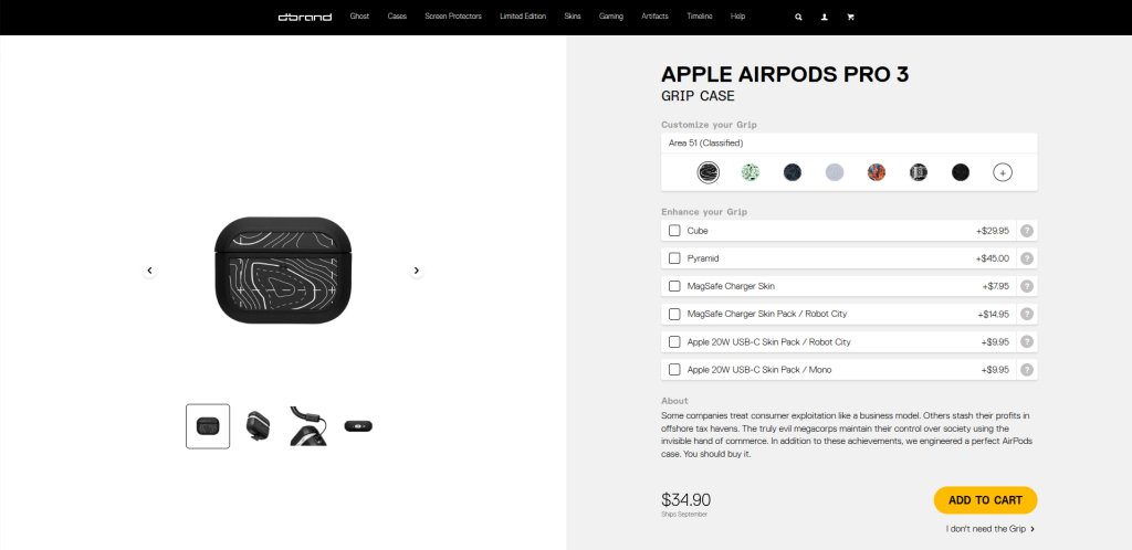 Apple AirPods Pro 3 - dBrand Grip Case Listed