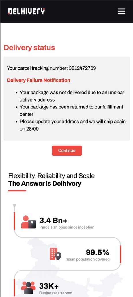 Delhivery Phishing Scam