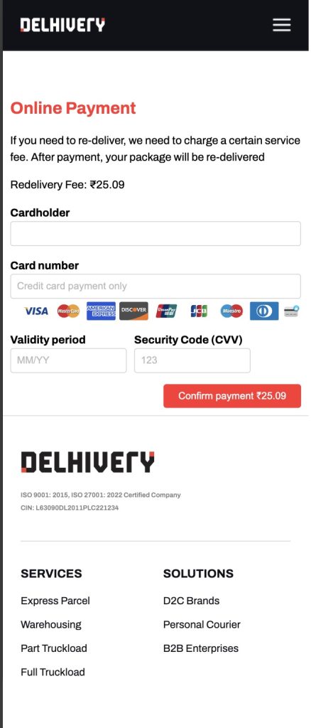 Delhivery Phishing Scam