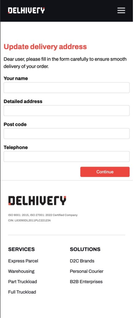 Delhivery Phishing Scam