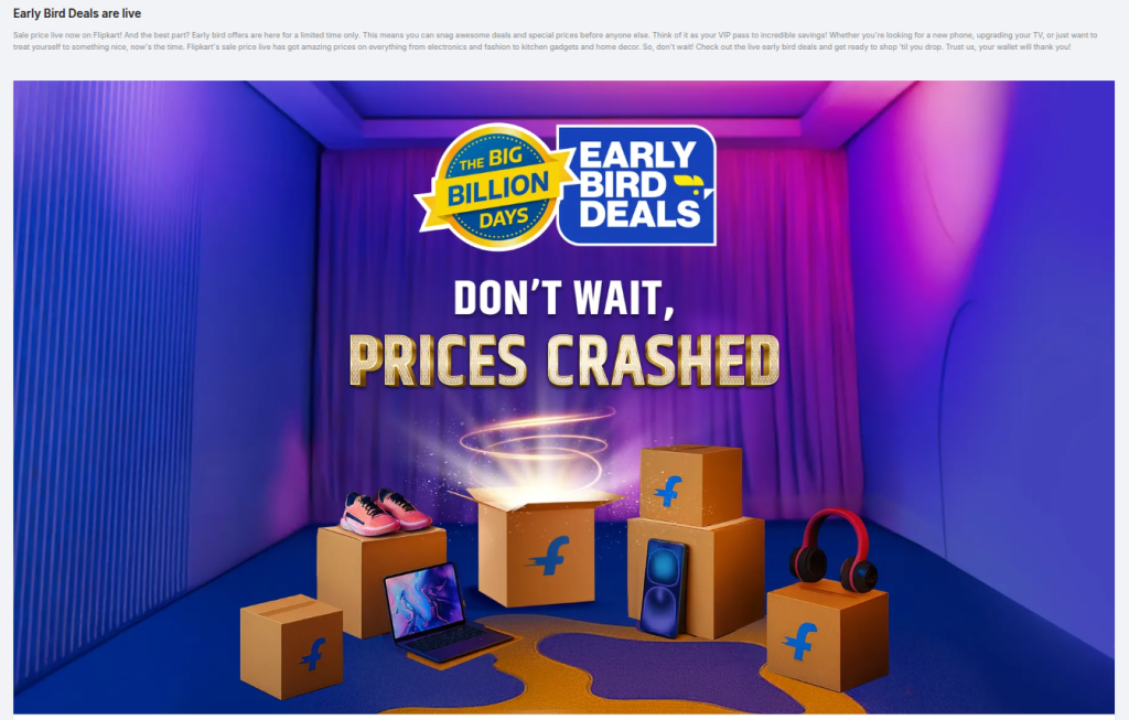 Flipkart Big Billion Days Early Bird Deals Now Live - Image (1)