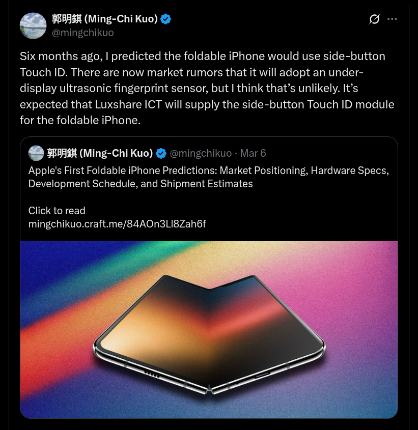 Foldable iPhone - Rumored to Feature Under-Display Ultrasonic Fingerprint Scanner