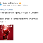 Nubia Z80 Ultra - Weibo Post 1