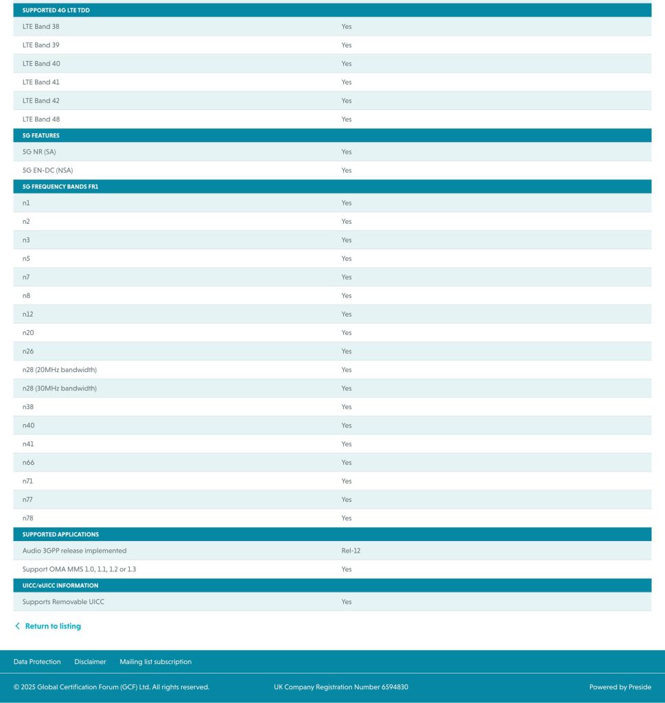 OPPO A6 Pro 5G - GCF Certification (2)