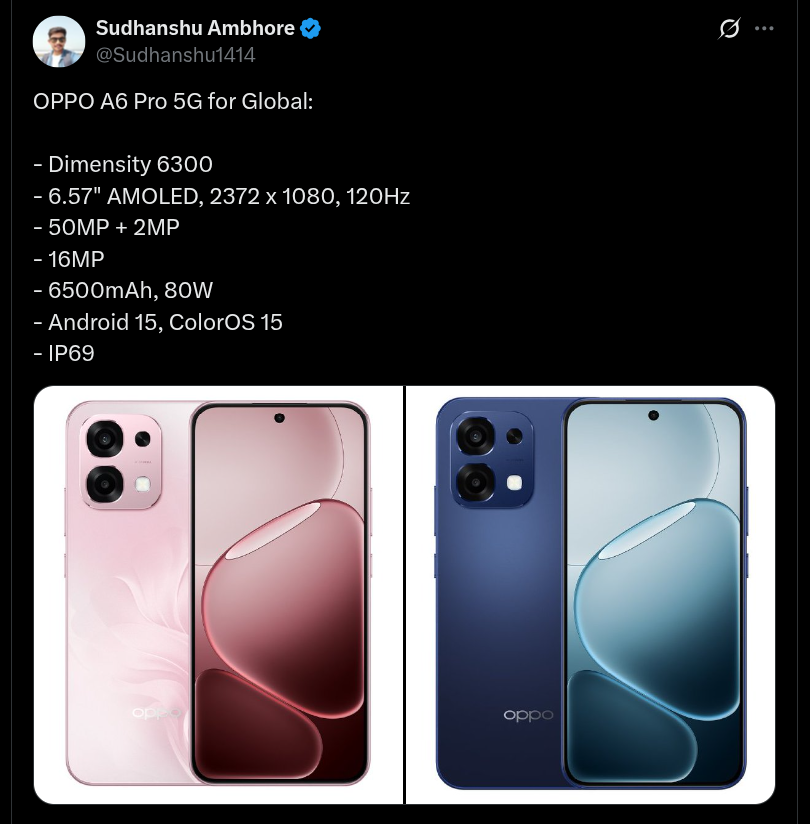 OPPO A6 Pro 5G - Tipped Key Specs