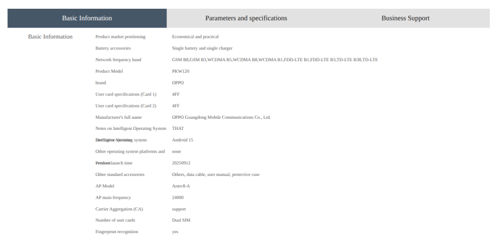 OPPO A6i 5G - China Telecom Listing (2)