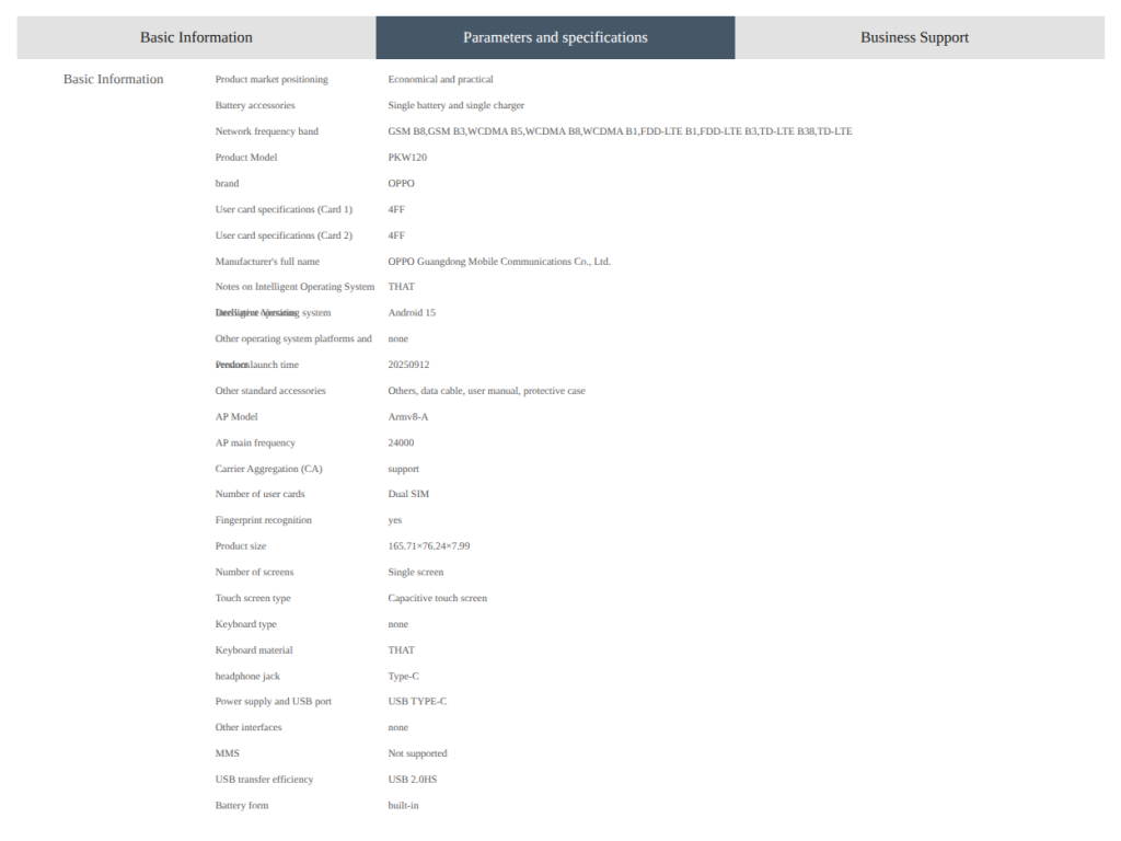 OPPO A6i 5G - China Telecom Listing (3)