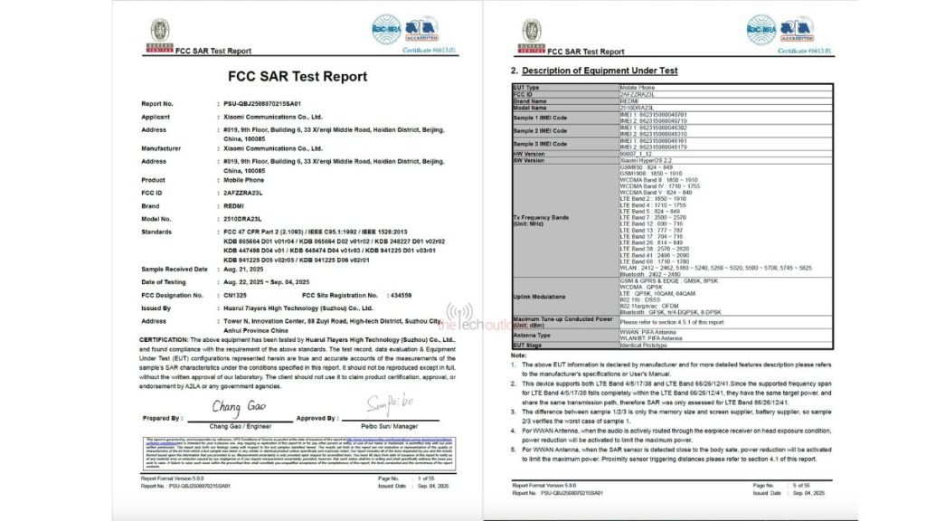 Redmi 4G Smartphone ('2510DRA23L') - FCC Listing