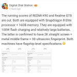 Redmi K90 and Realme GT 8 - Geekbench Scores