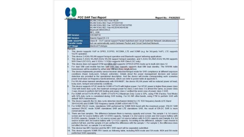 Redmi Note 15 Pro 5G (25080RABDG) - FCC Listing