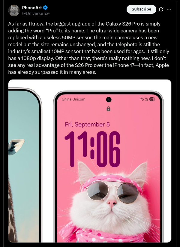 Samsung Galaxy S26 Pro - Tipped Details