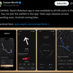 Tesla Robotaxi App Now Available on App Store in US (X Post 1)