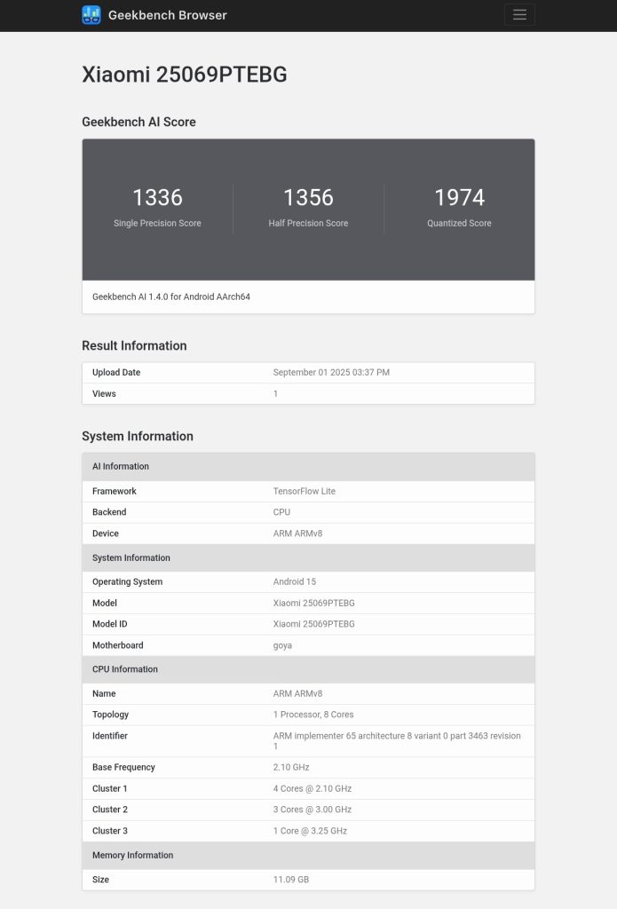Xiaomi 15T (25069PTEBG) - Geekbench Listing (1)