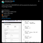 Xiaomi Pad 8 Pro (25091RP04C) - Geekbench Listing (X Post)