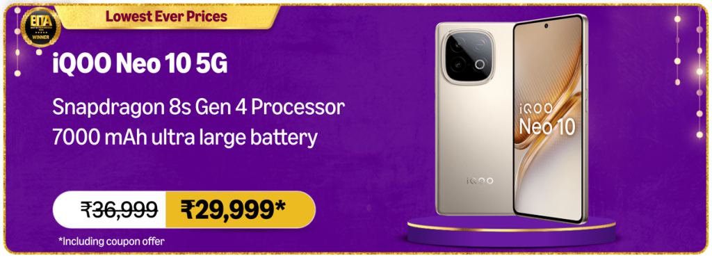 iQOO Neo 10 5G - Amazon Great Indian Festival Offer