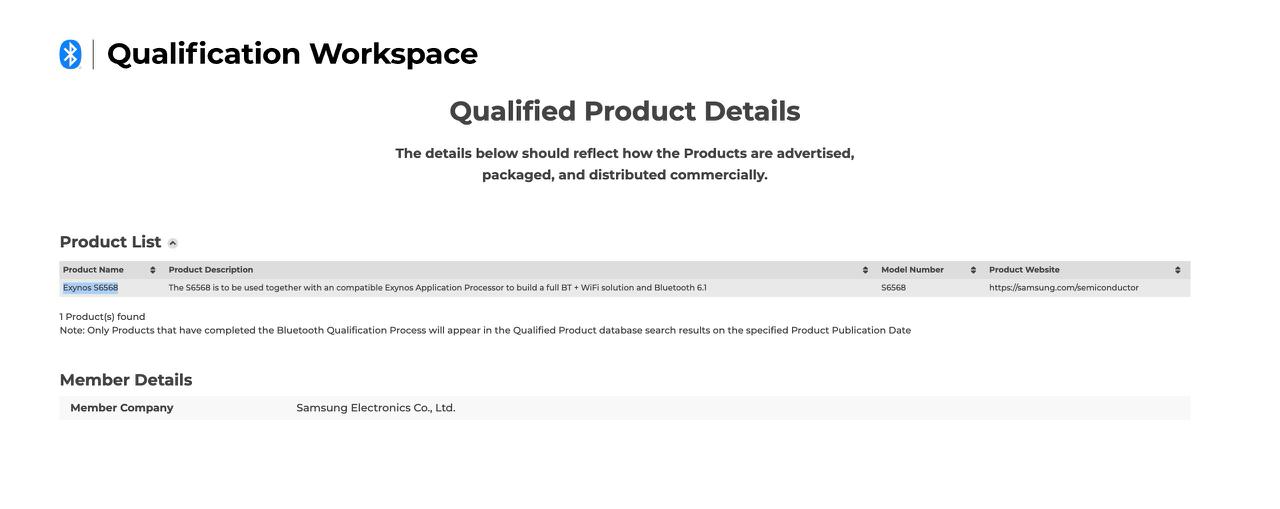 Exynos S6568 - Bluetooth SIG Listing