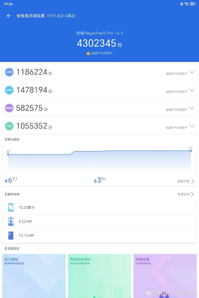 Honor MagicPad Pro Powered by Snapdragon 8 Elite Gen 5 Chip - AnTuTu Listing (Image)