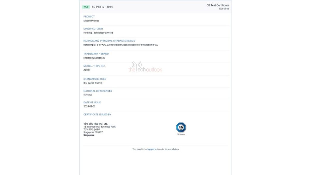 New CMF Phone (A001T) - TUV SUD Certification