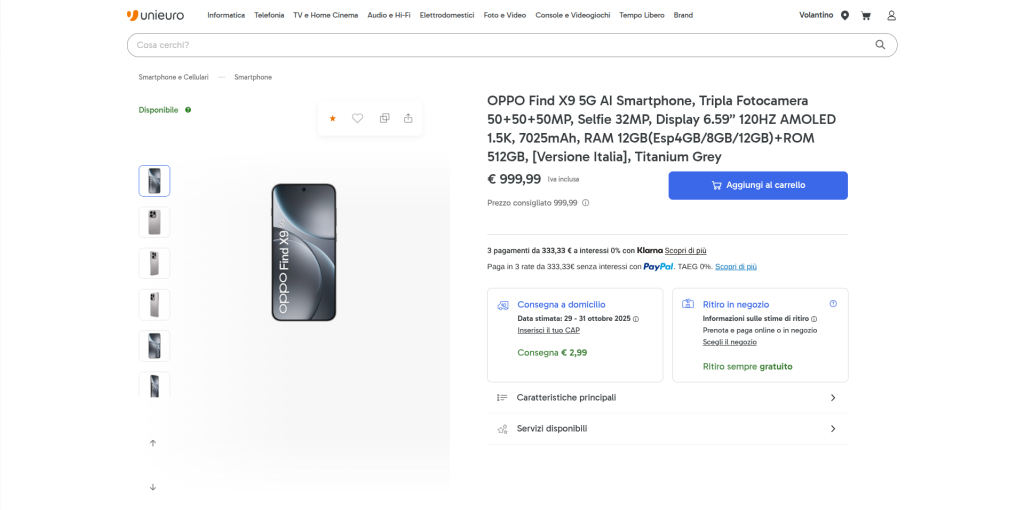 OPPO Find X9 - Listing