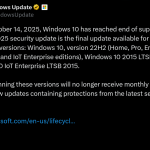October 2025 Windows Security Update for Windows 10 - X Post (3)