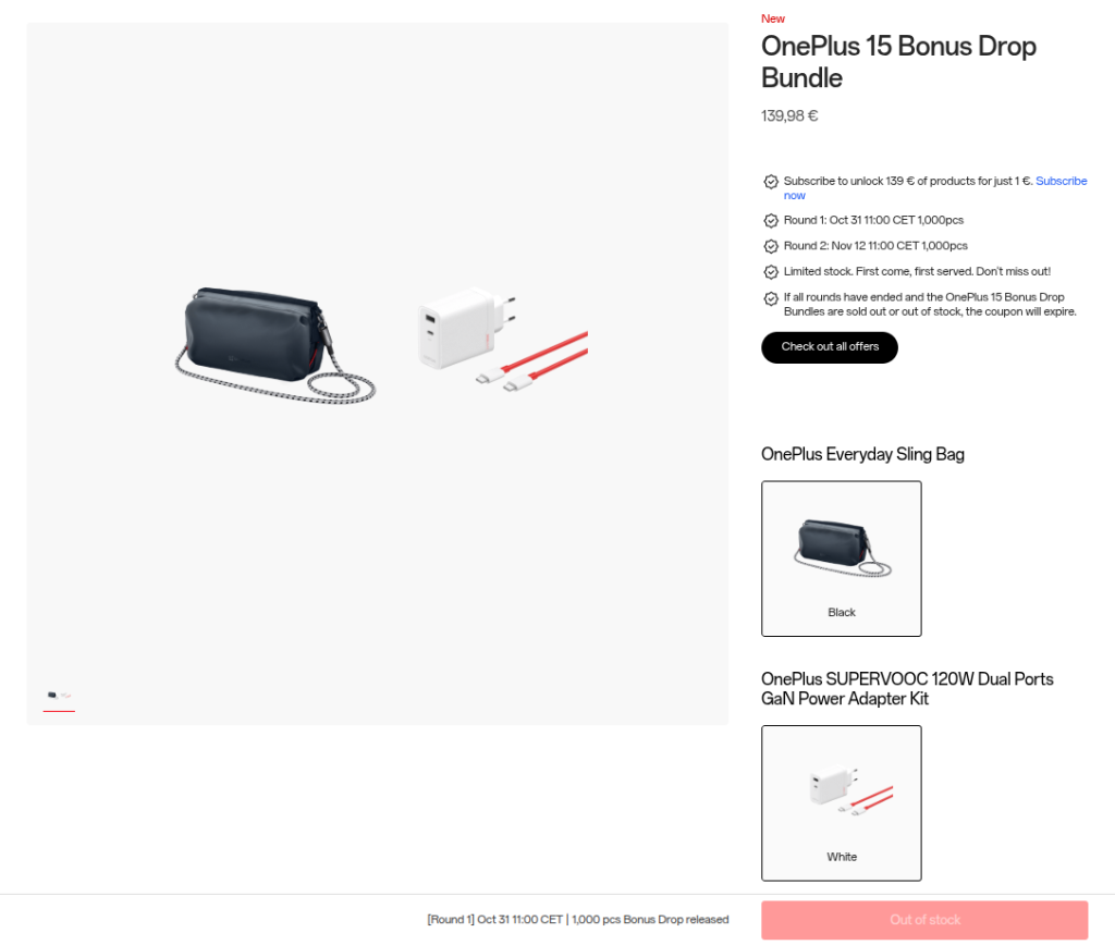 OnePlus 15 Bonus Drop Bundle - Official Website Listing