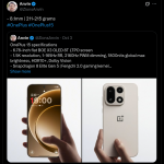 OnePlus 15 - Tipped Thickness and Weight