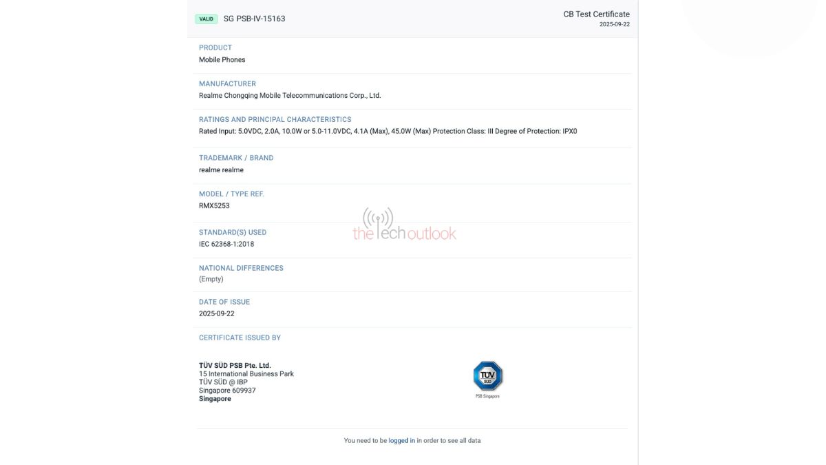 RMX5253 spotted on TUV