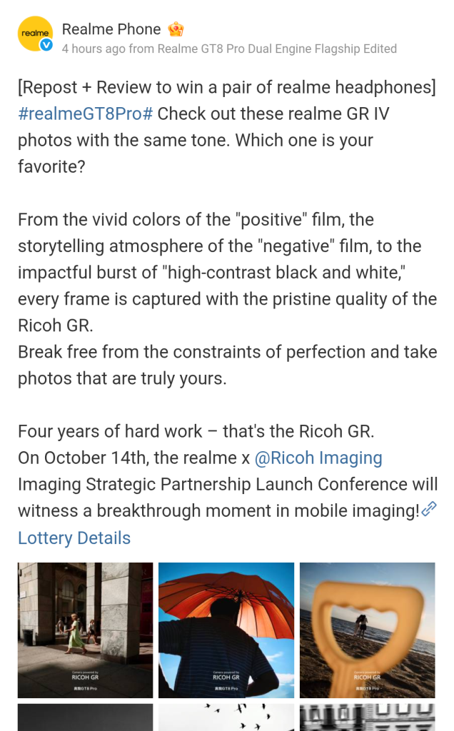 Realme x Ricoh Imaging Strategic Partnership - Camera Samples (Weibo Post)