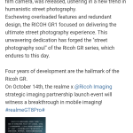 Realme x Ricoh Imaging Strategic Partnership - Weibo Post