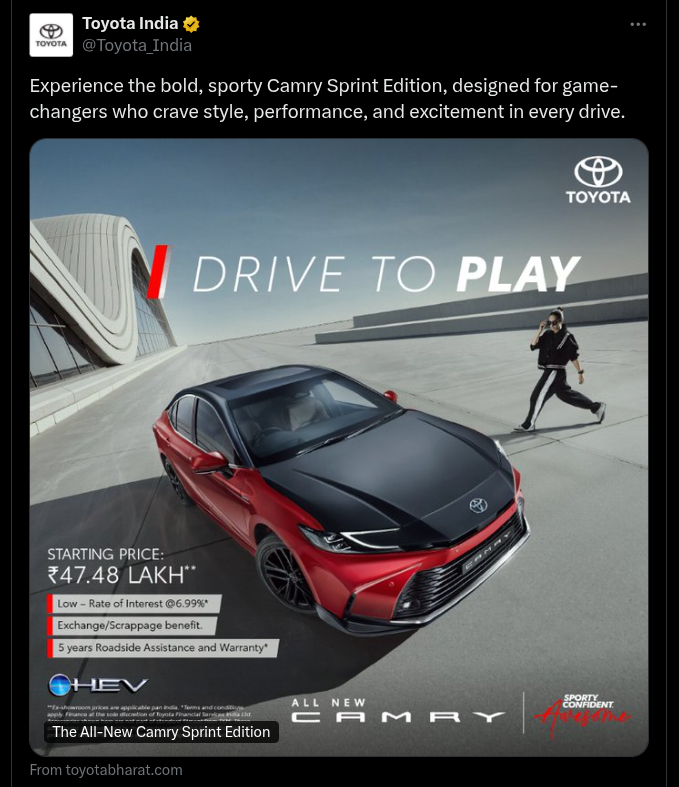 Toyota Camry Sprint Edition - X Post