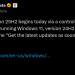 Windows 11 2025 Update or Windows 11 Version 25H2 - X Post (3)