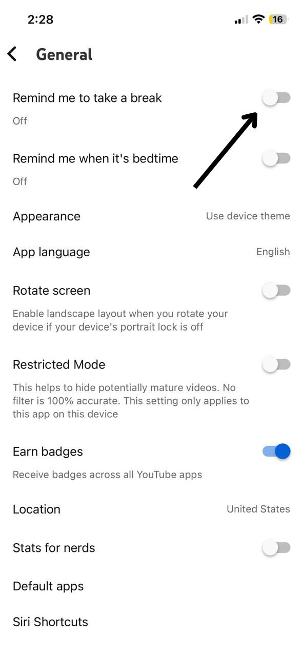 YouTube Shorts Take a Break Step 3