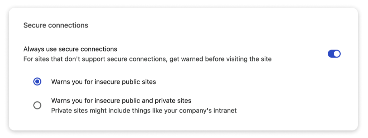 Always Use Secure Connection Setting