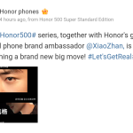 Honor 500 Series - Brand Ambassador Xiao Zhan (Weibo Post)