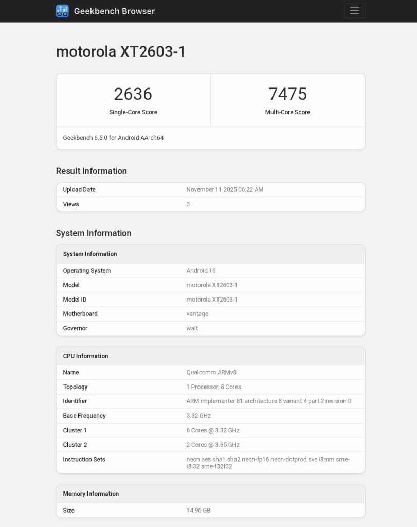 Moto X70 Ultra - Geekbench Listing (1)
