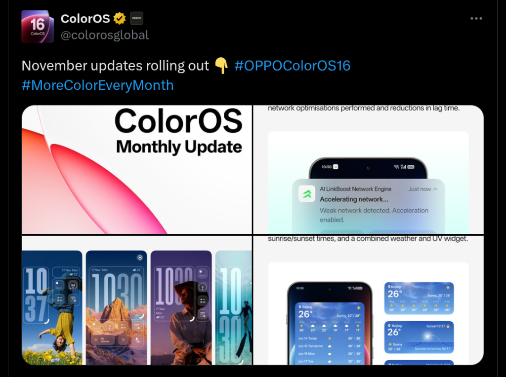 November 2025 ColorOS Update (X Post)