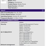 OPPO A6t ('CPH2847') - WiFi Alliance Certification