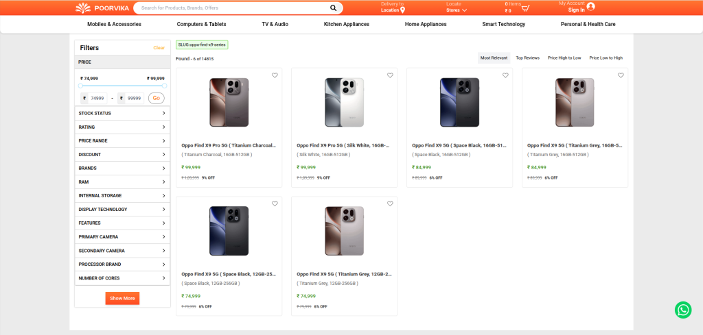 OPPO Find X9 Series - Poorvika Listing in India