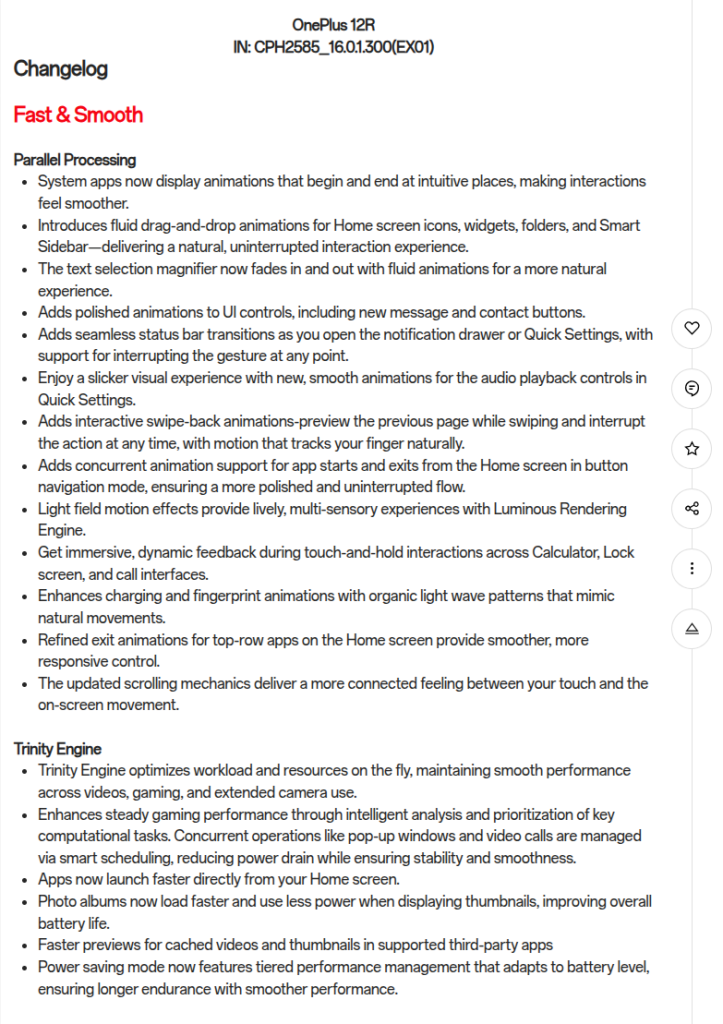 OnePlus 12R - Changelogs (1)
