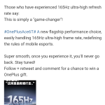 OnePlus Ace 6T - 165Hz Ultra-High Refresh Rate (Weibo)