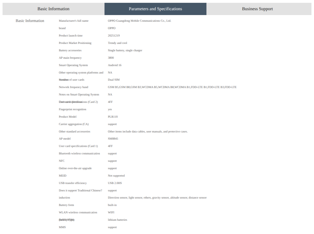 OnePlus Ace 6T (PLR110) - China Telecom Website Listing (3)