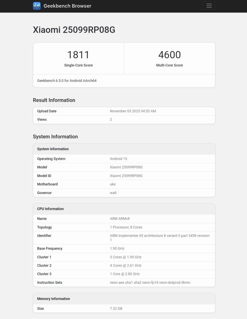 POCO Pad X1 (25099RP08G) - Geekbench Listing (1)