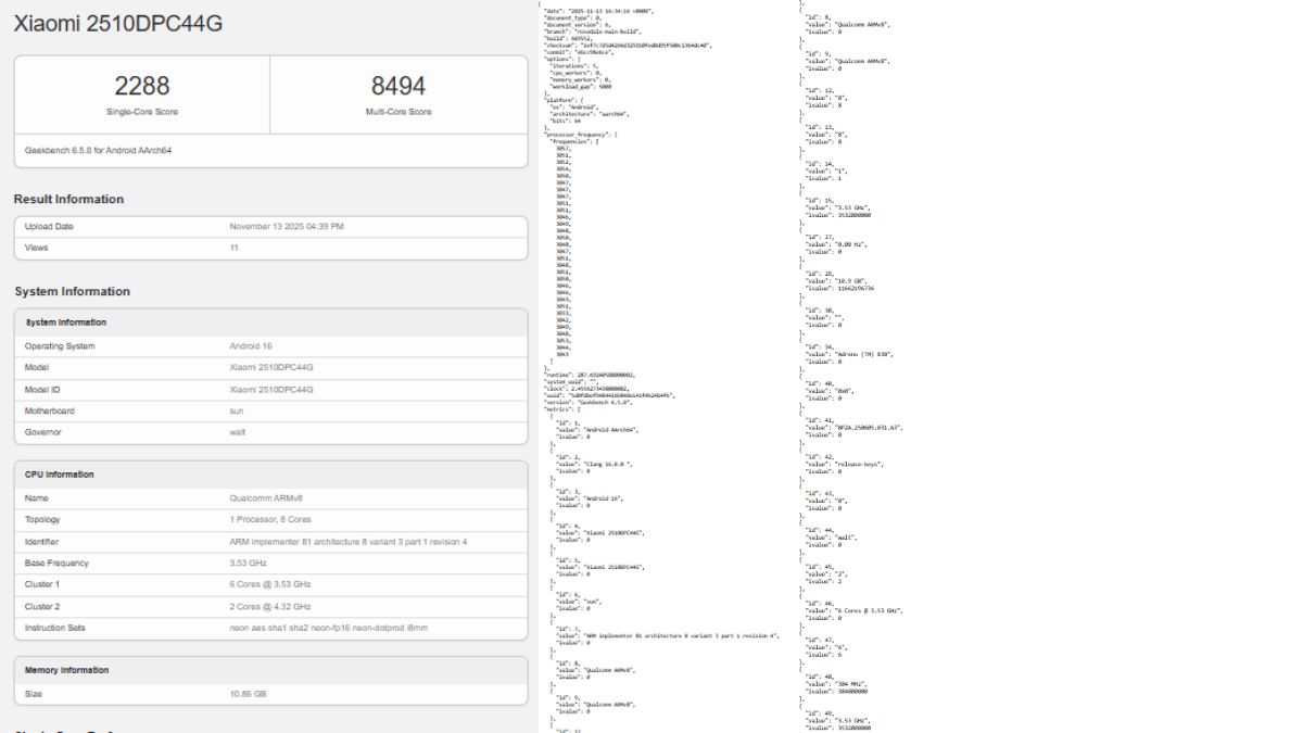 Poco F8 Pro SPotted on Geekbench
