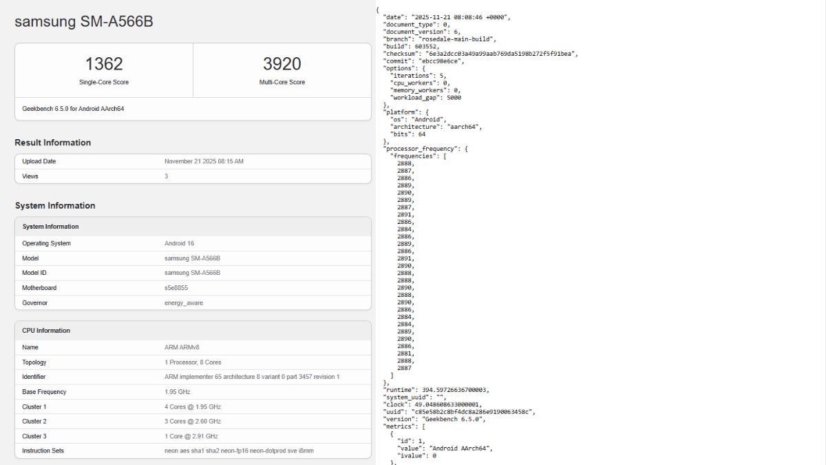 Samsung Galaxy A56 5G spotted on Geekbench (latest)