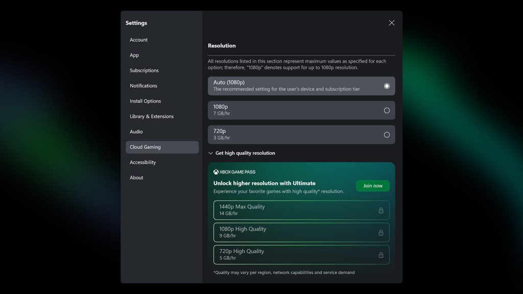 User-Selected Resolution