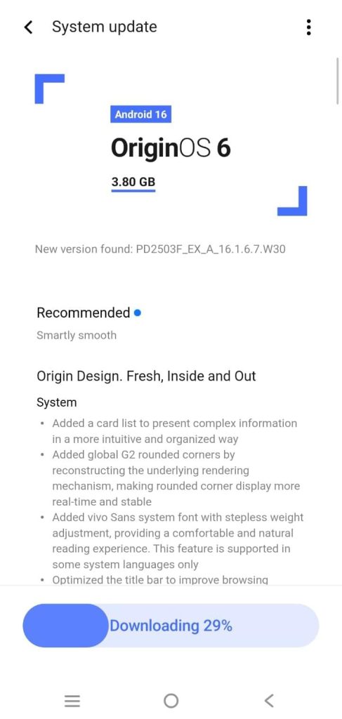 Vivo V60 - OriginOS 6 Update (Changelog)
